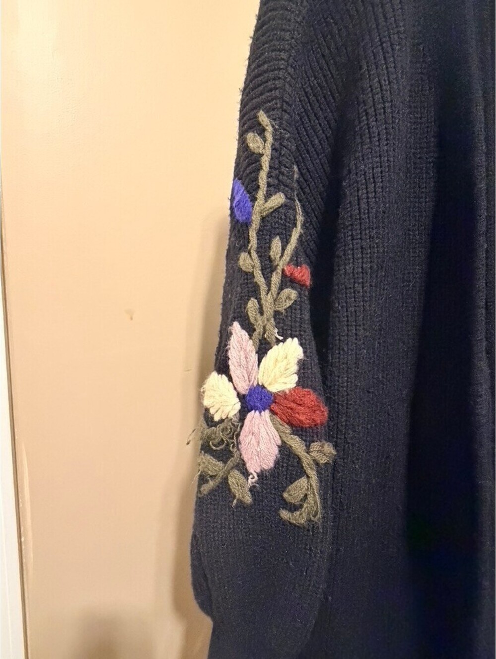 Alice Blue Floral Embroidered Knit Duster Cardigan Sweater Size L EUC - Picture 2 of 5